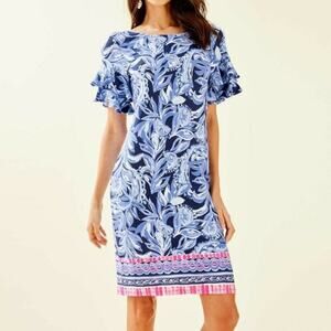 LILLY PULITZER Dianna Dress High Tide Navy You Are The Zest Size Medium Preppy